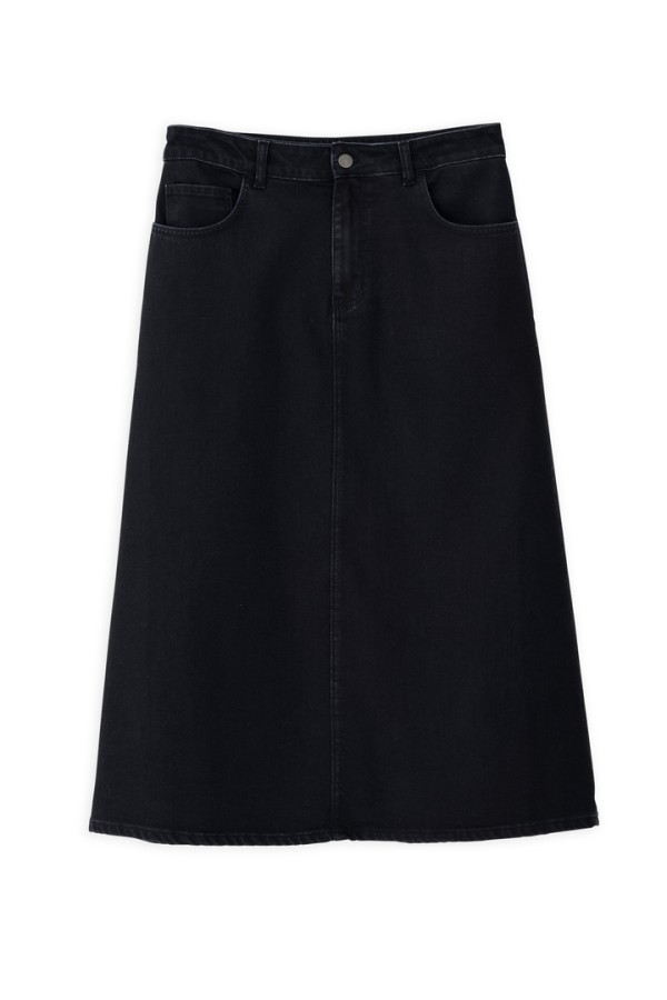 DENIM MIDI SKIRT OFF BLACK