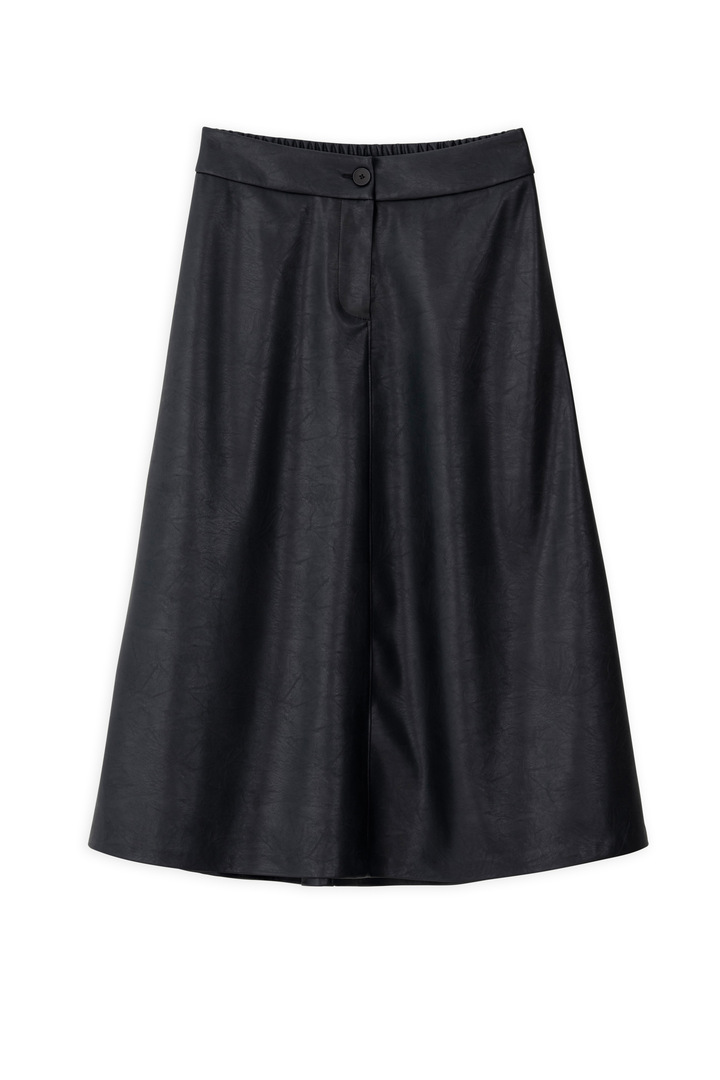 LEATHER MIDI SKIRT BLACK