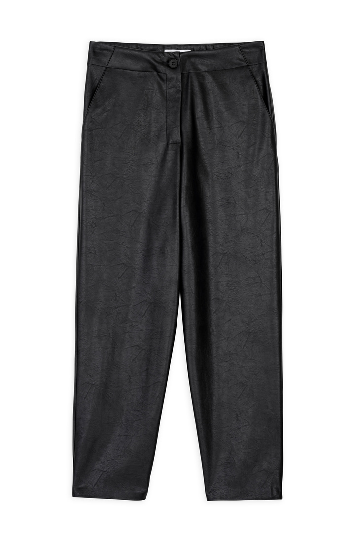 LEATHER REGULAR PANTS BLACK