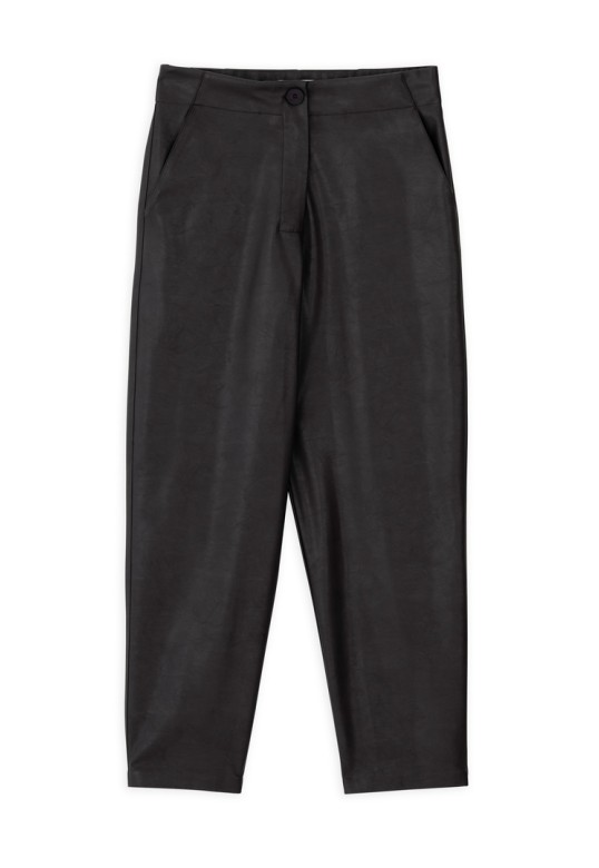 LEATHER REGULAR PANTS DARK BROWN