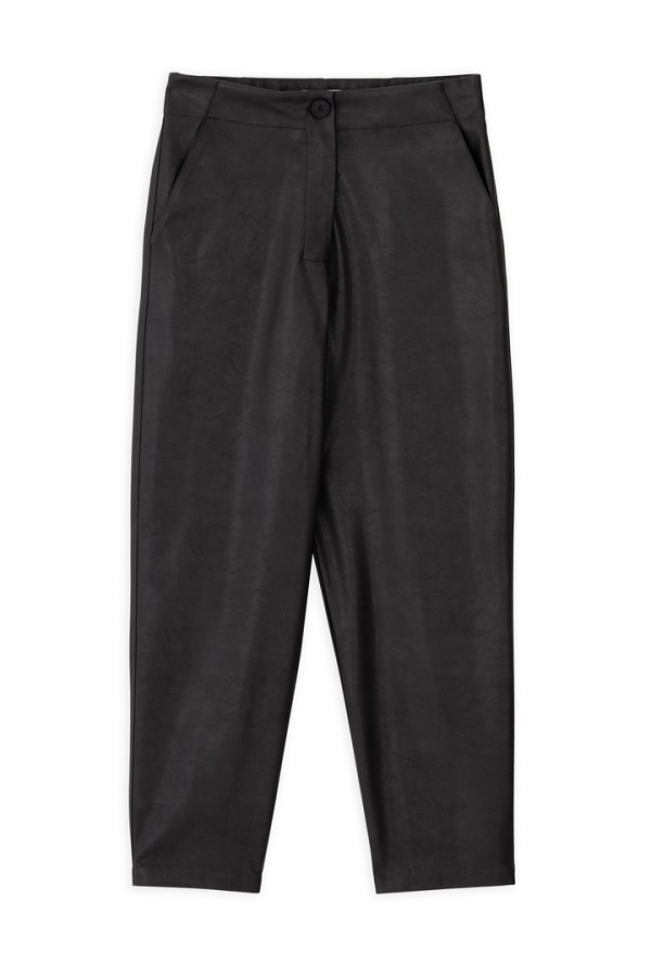 LEATHER REGULAR PANTS DARK BROWN