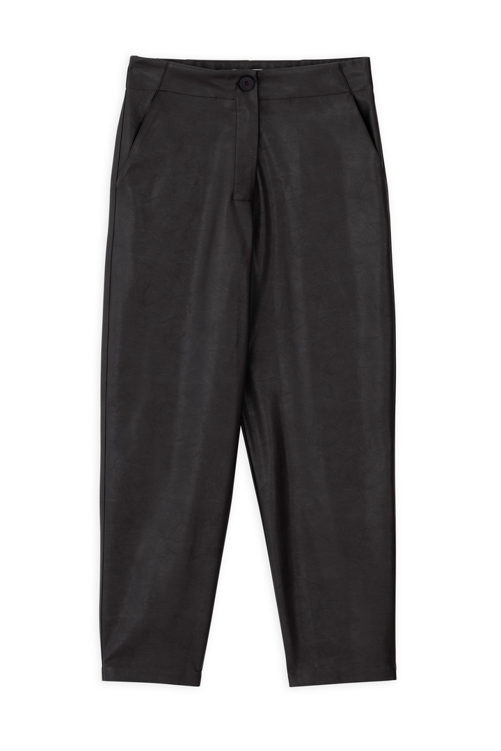 LEATHER REGULAR PANTS DARK BROWN