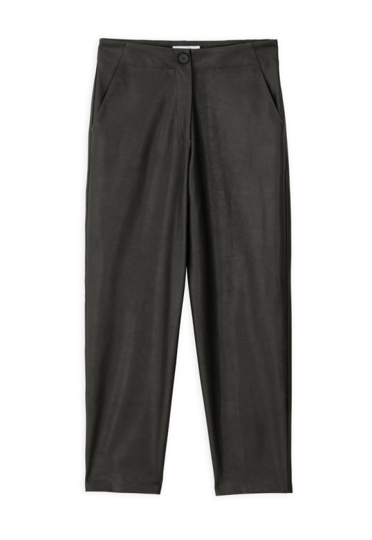 LEATHER REGULAR PANTS DARK KHAKI