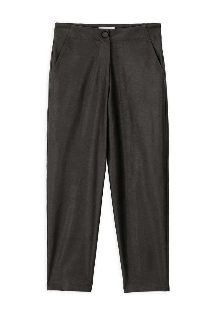 LEATHER REGULAR PANTS DARK KHAKI