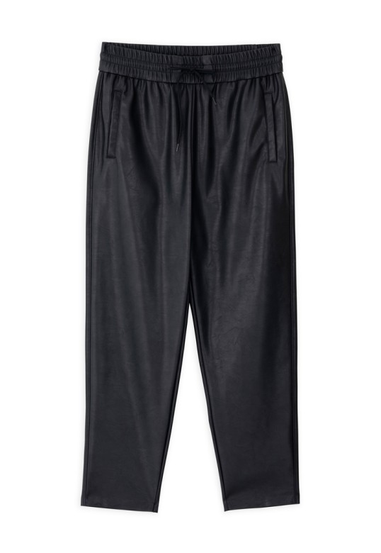 LEATHER JOGGER PANTS BLACK