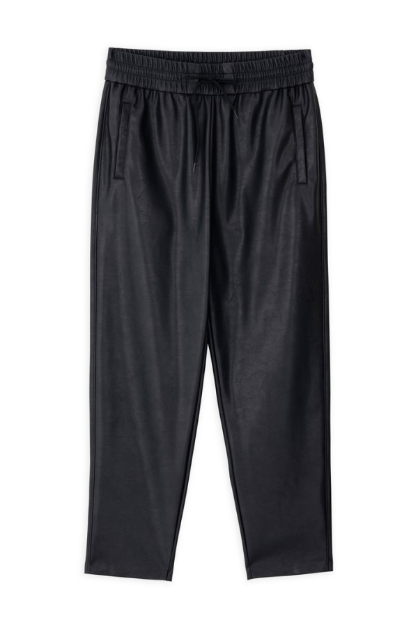 LEATHER JOGGER PANTS BLACK