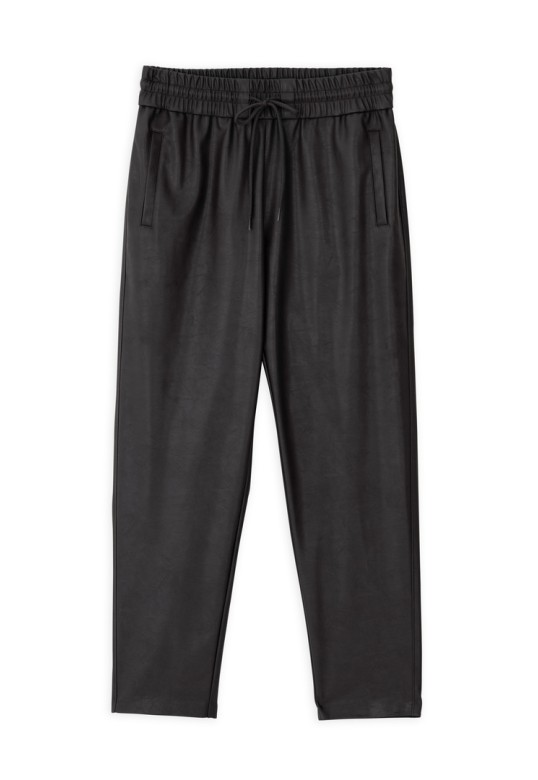 LEATHER JOGGER PANTS DARK BROWN