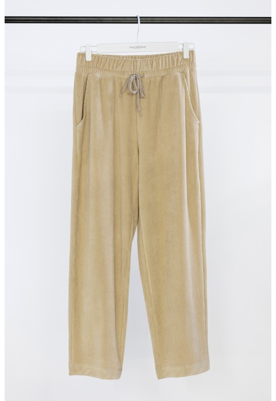 VELOUR CORDUROY JOGGER PANTS BEIGE