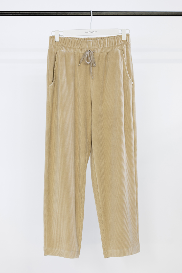 VELOUR CORDUROY JOGGER PANTS BEIGE