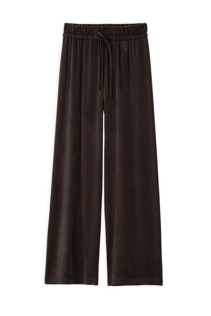 CUPRO VISCOSE WIDE-LEG PANTS DARK BROWN