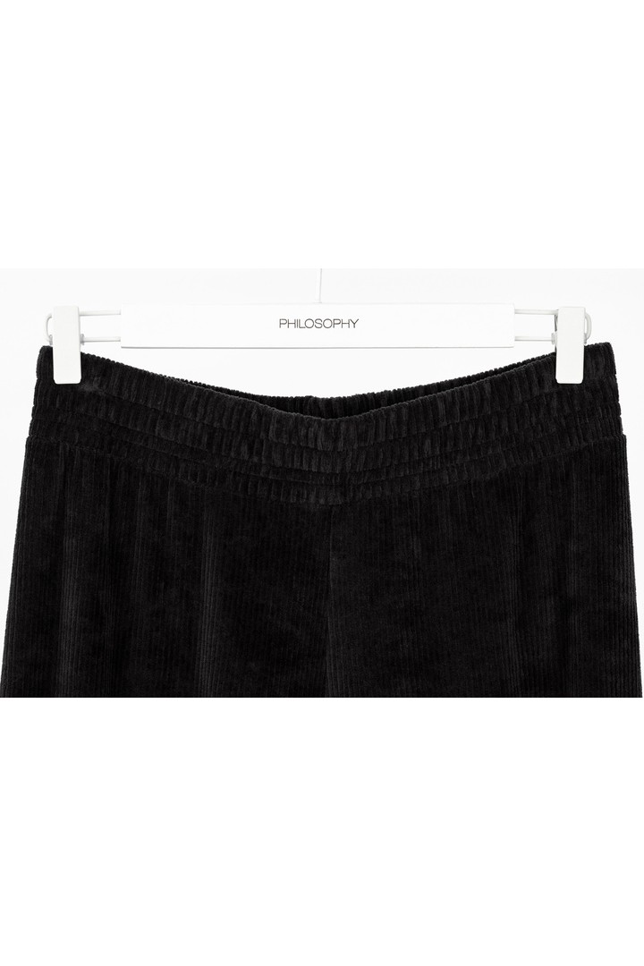 VELOUR CORDUROY WIDE-LEG PANTS BLACK