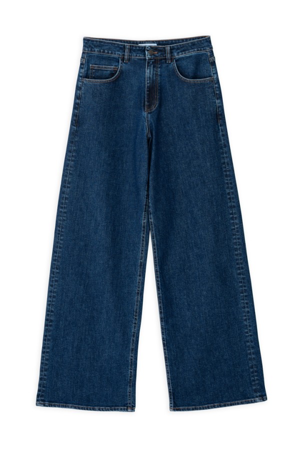 DENIM WIDE LEG JEANS MID BLUE
