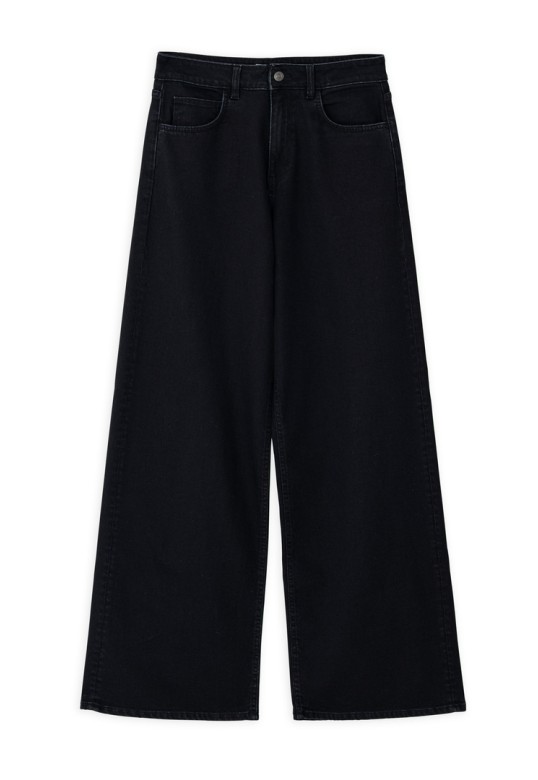DENIM WIDE LEG JEANS OFF BLACK