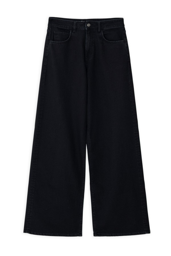 DENIM WIDE LEG JEANS OFF BLACK