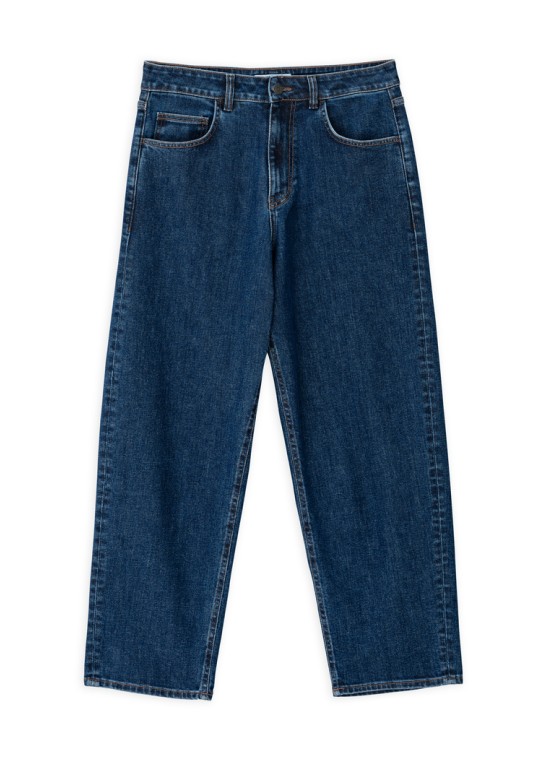 DENIM STRAIGHT LEG JEANS MID BLUE