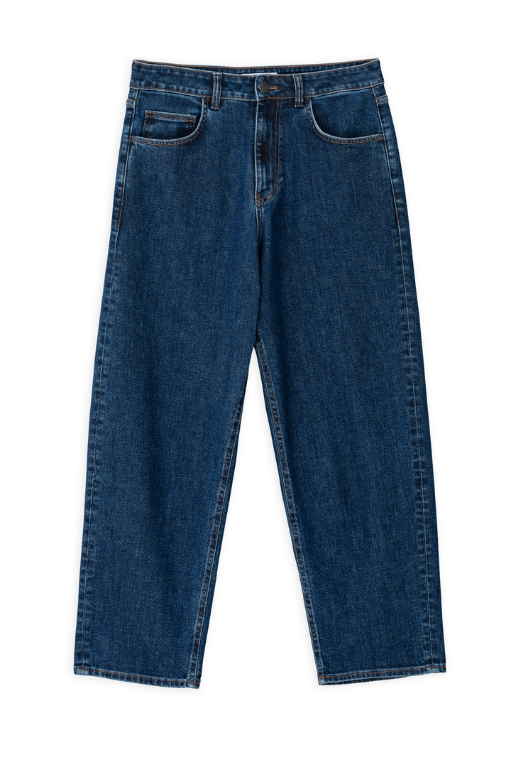 DENIM STRAIGHT LEG JEANS MID BLUE