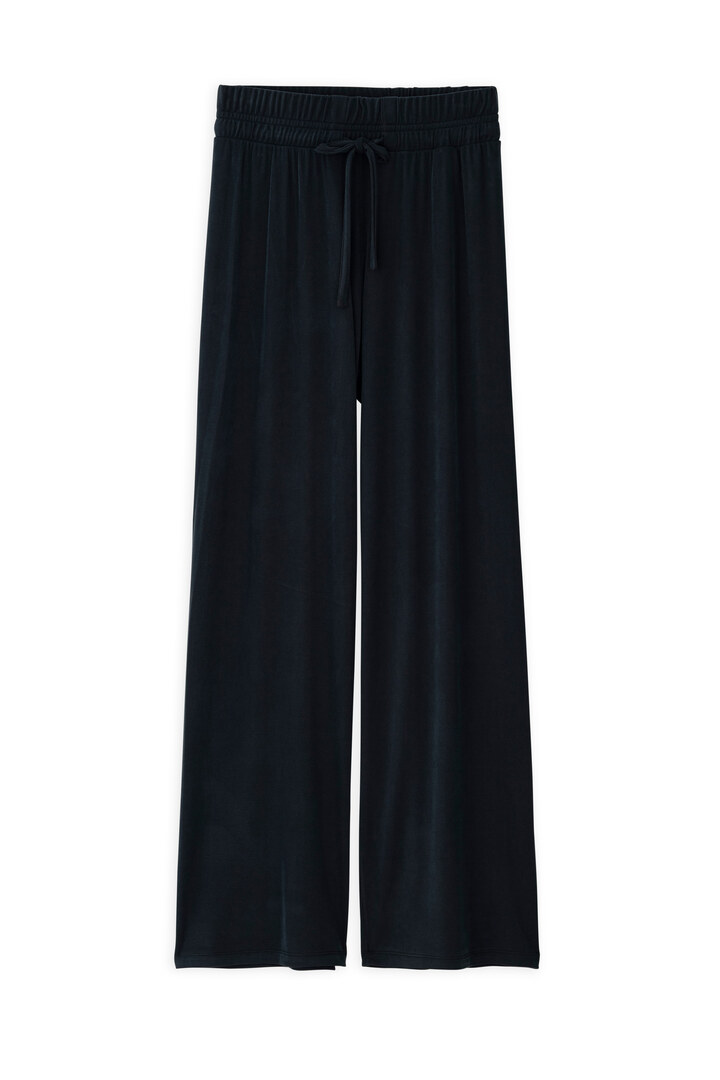 RIB SANDWASHED WIDE LEG PANTS BLACK