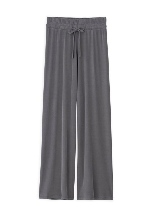 RIB SANDWASHED WIDE LEG PANTS GREY