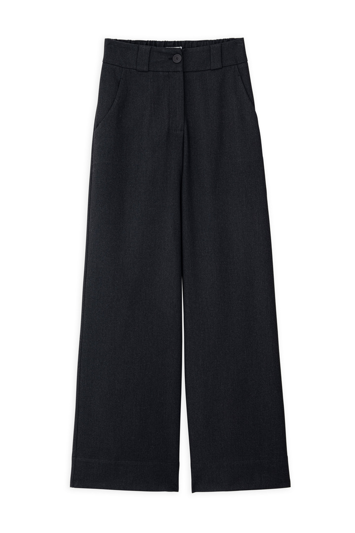 TWILL T/R WIDE LEG PANTS BLACK