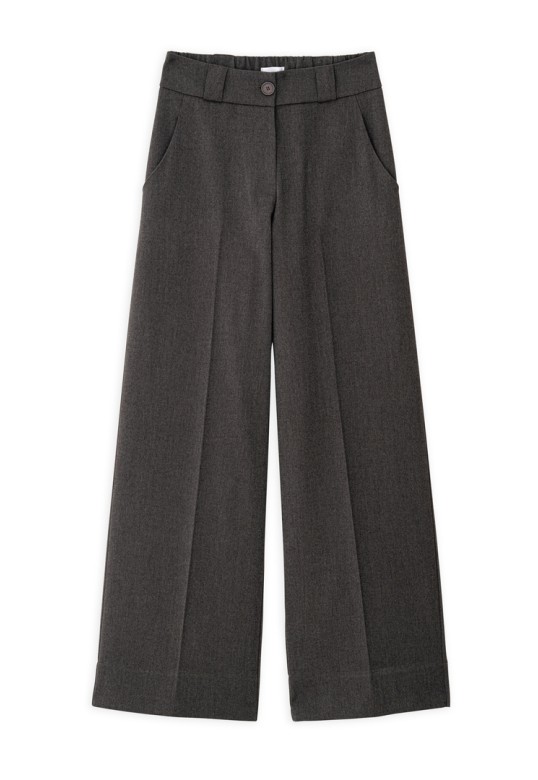 TWILL T/R WIDE LEG PANTS BROWN