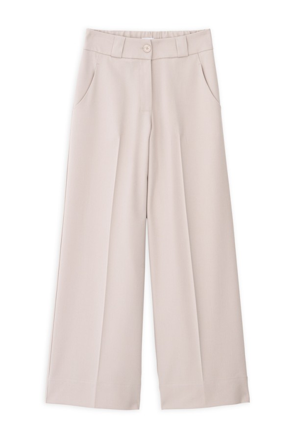 TWILL T/R WIDE LEG PANTS CREAM