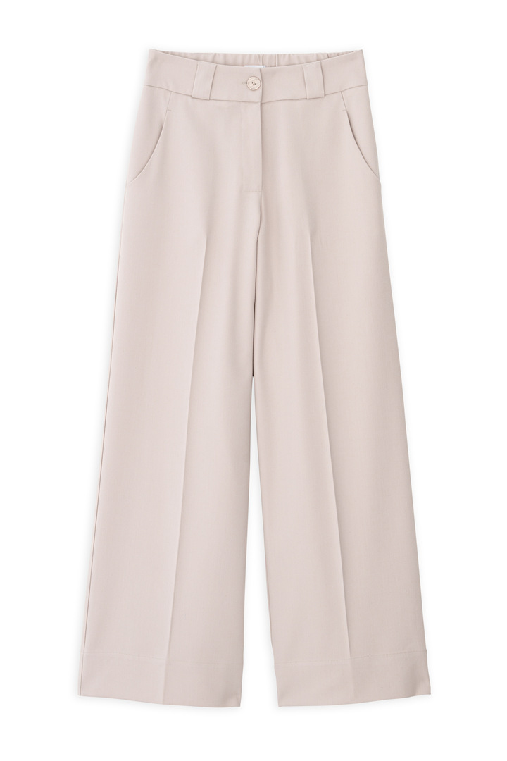 TWILL T/R WIDE LEG PANTS CREAM