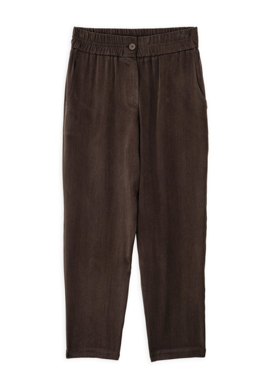 CUPRO VISCOSE JOGGER PANTS DARK BROWN