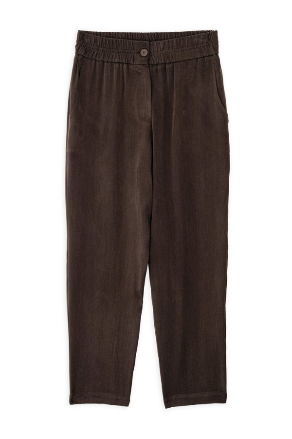 CUPRO VISCOSE JOGGER PANTS DARK BROWN