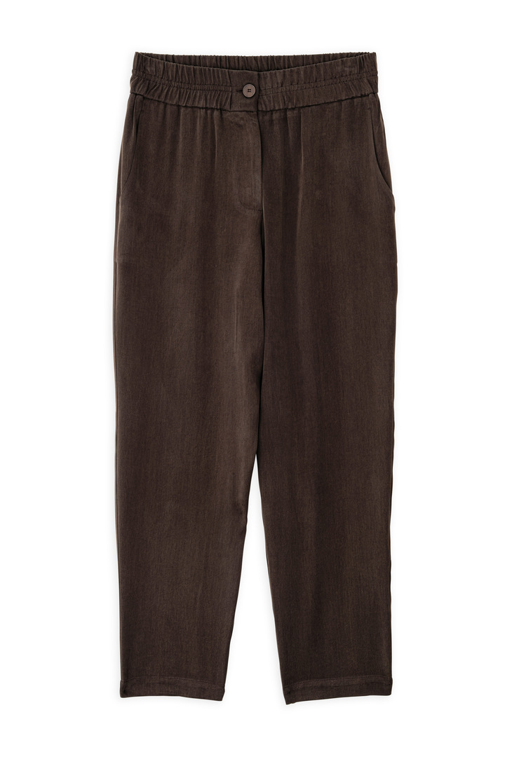 CUPRO VISCOSE JOGGER PANTS DARK BROWN