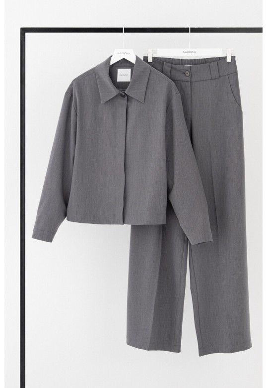 T/R WIDE LEG PANTS GREY MELANGE
