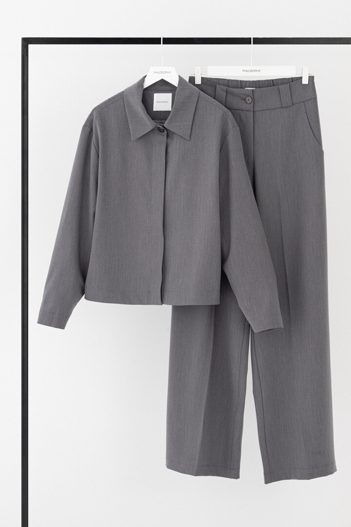 T/R WIDE LEG PANTS GREY MELANGE