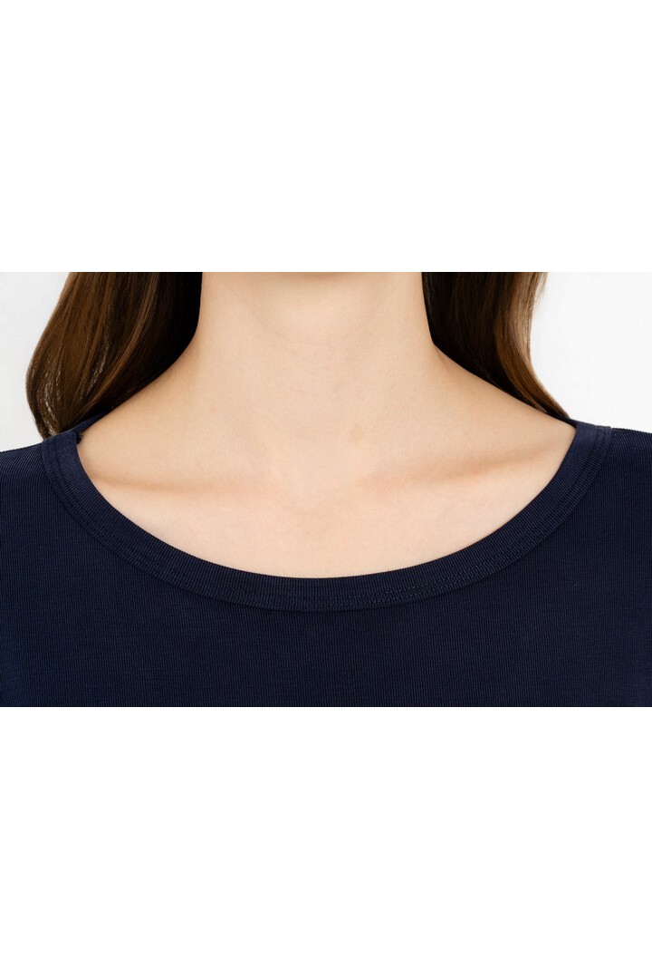 RIB SANDWASHED LONG TOP DARK BLUE