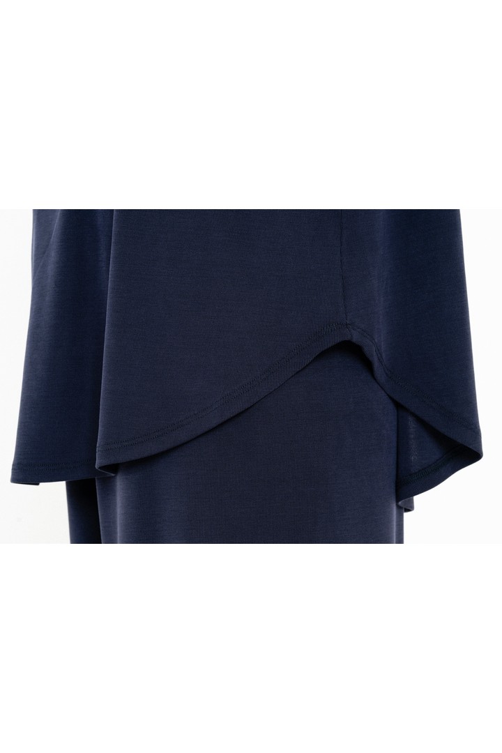 RIB SANDWASHED LONG TOP DARK BLUE