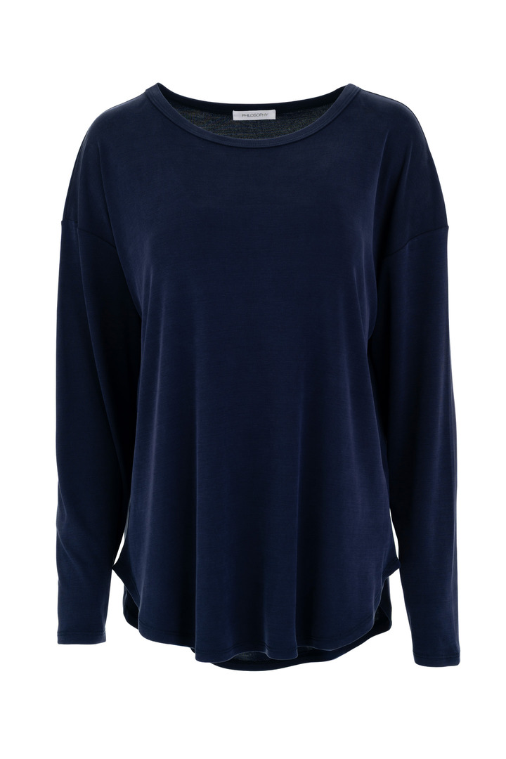 RIB SANDWASHED LONG TOP DARK BLUE