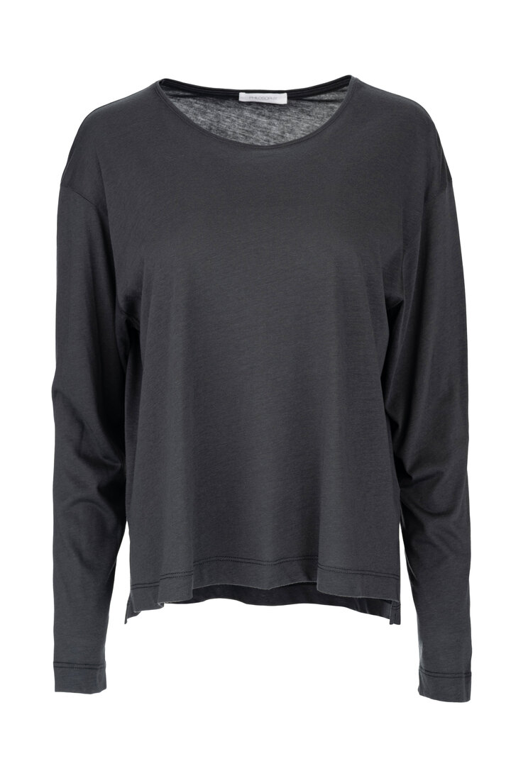ORGANIC JERSEY CROPPED TOP GRAPHITE