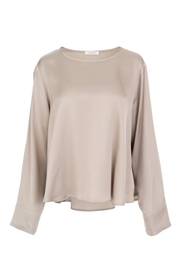 SATIN ECOVERO TOP BEIGE