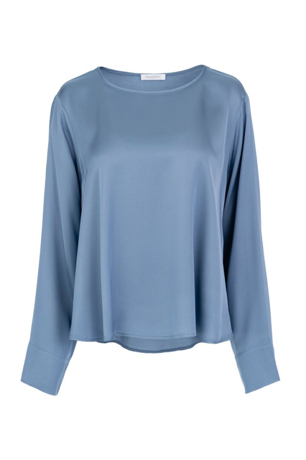 SATIN ECOVERO TOP LIGHT BLUE
