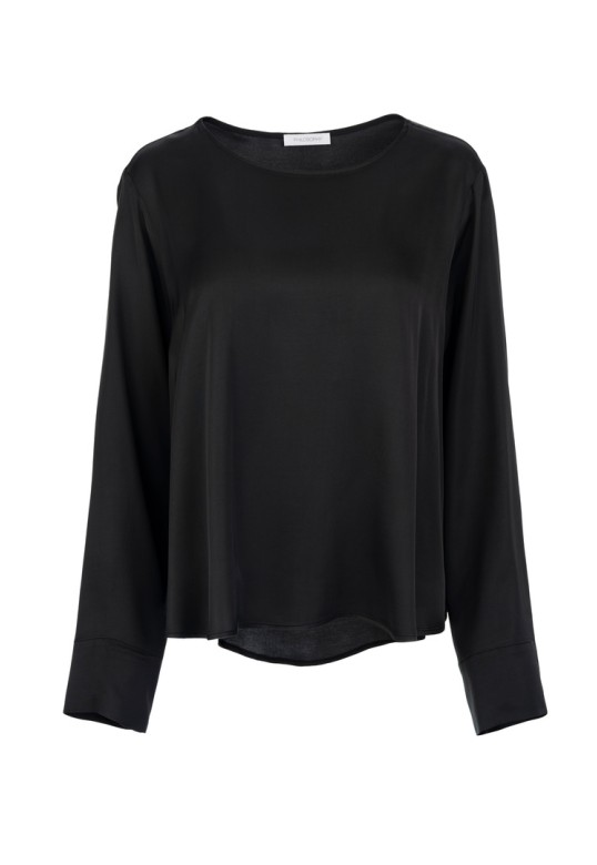 SATIN ECOVERO TOP OFF BLACK