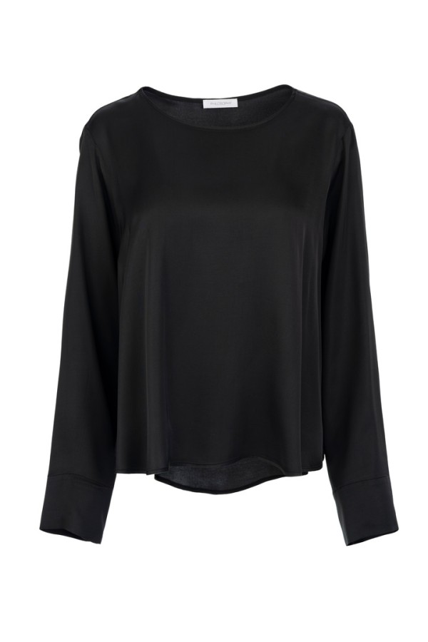 SATIN ECOVERO TOP OFF BLACK
