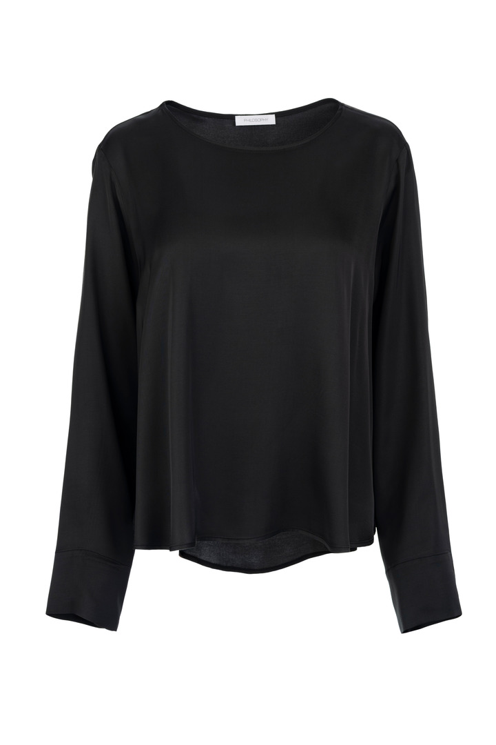 SATIN ECOVERO TOP OFF BLACK
