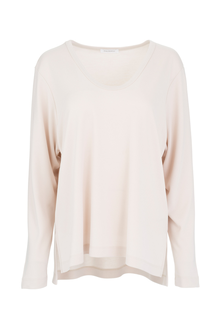 CUPRO PIQUE V NECK TOP CREAM