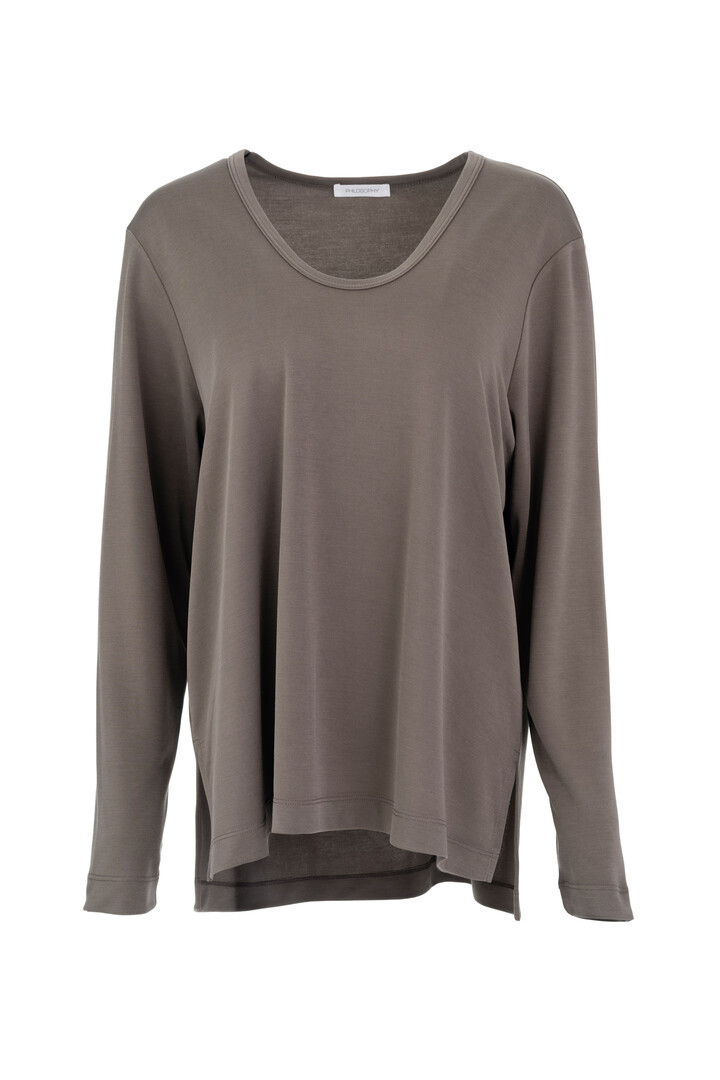 CUPRO PIQUE V NECK TOP TAUPE