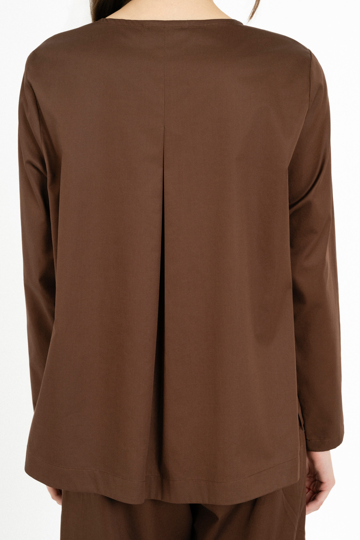 POPLIN BLOUSE DARK BROWN