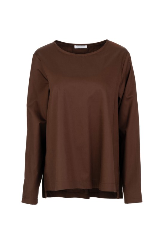 POPLIN BLOUSE DARK BROWN