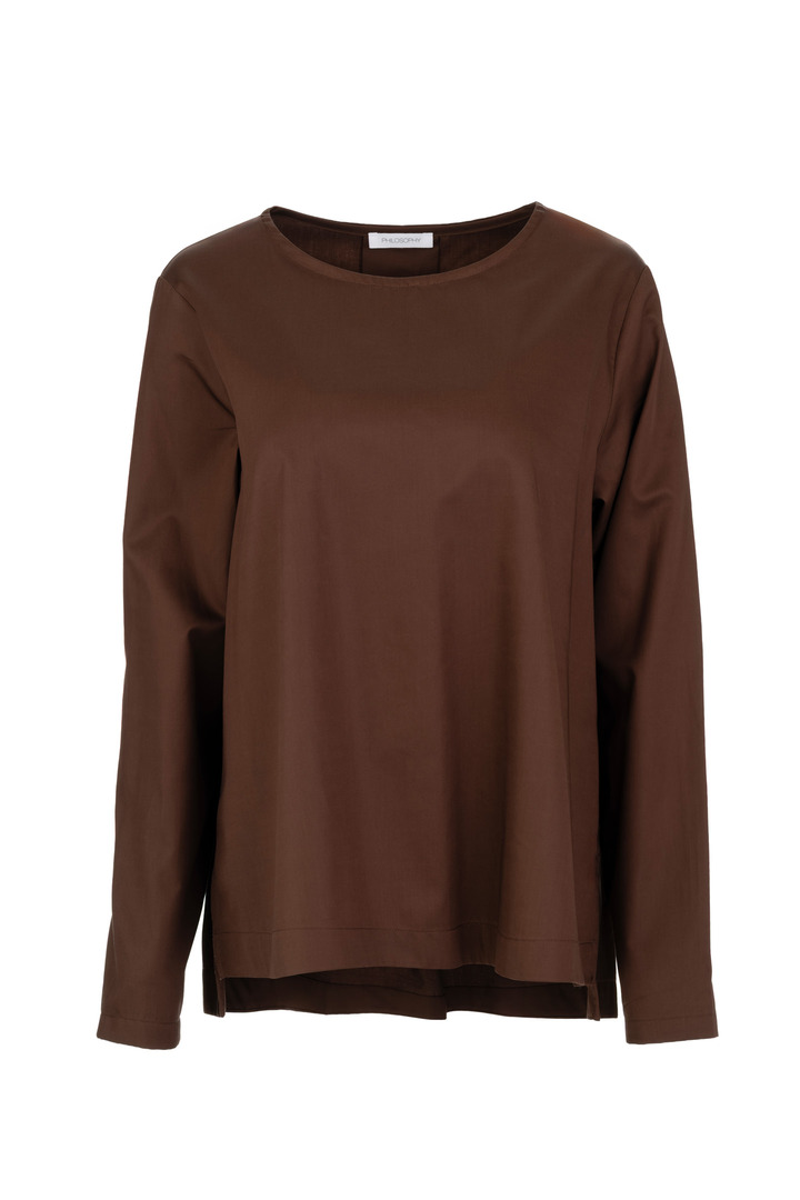 POPLIN BLOUSE DARK BROWN