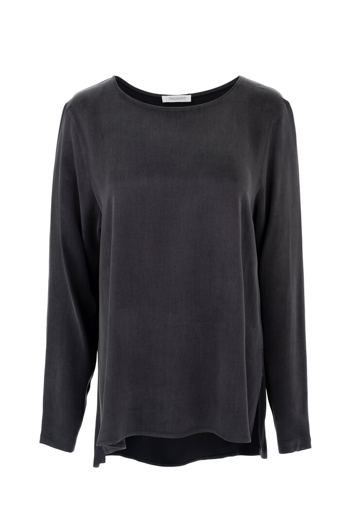 CUPRO VISCOSE LONG BLOUSE ANTHRACITE