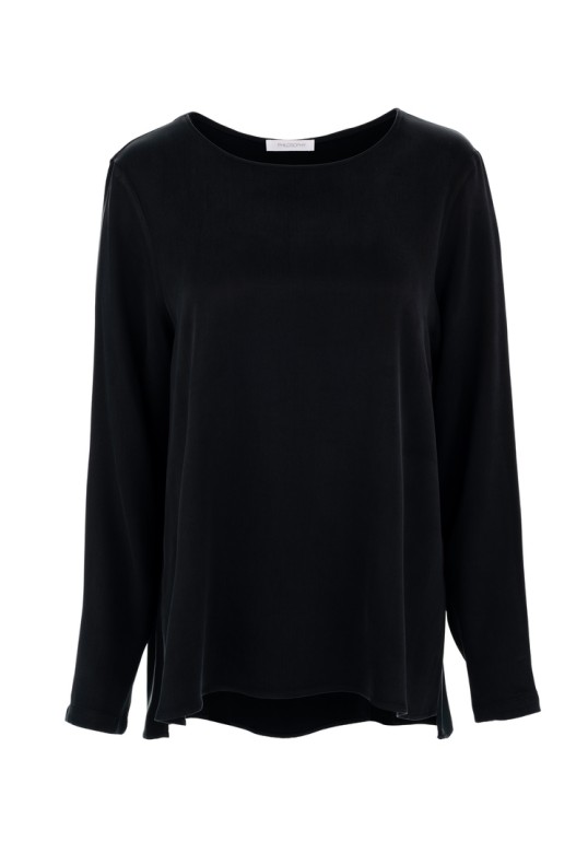 CUPRO VISCOSE LONG BLOUSE BLACK