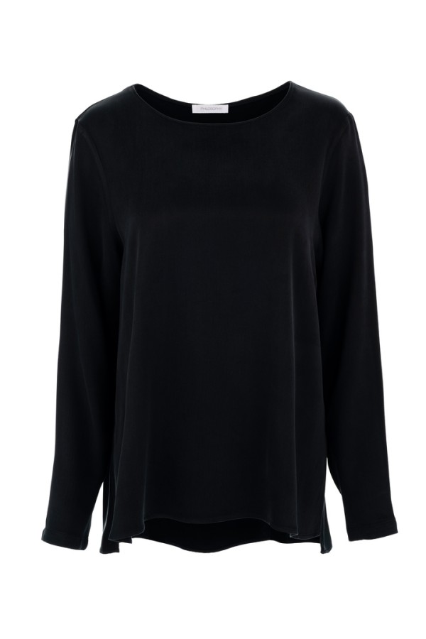 CUPRO VISCOSE LONG BLOUSE BLACK