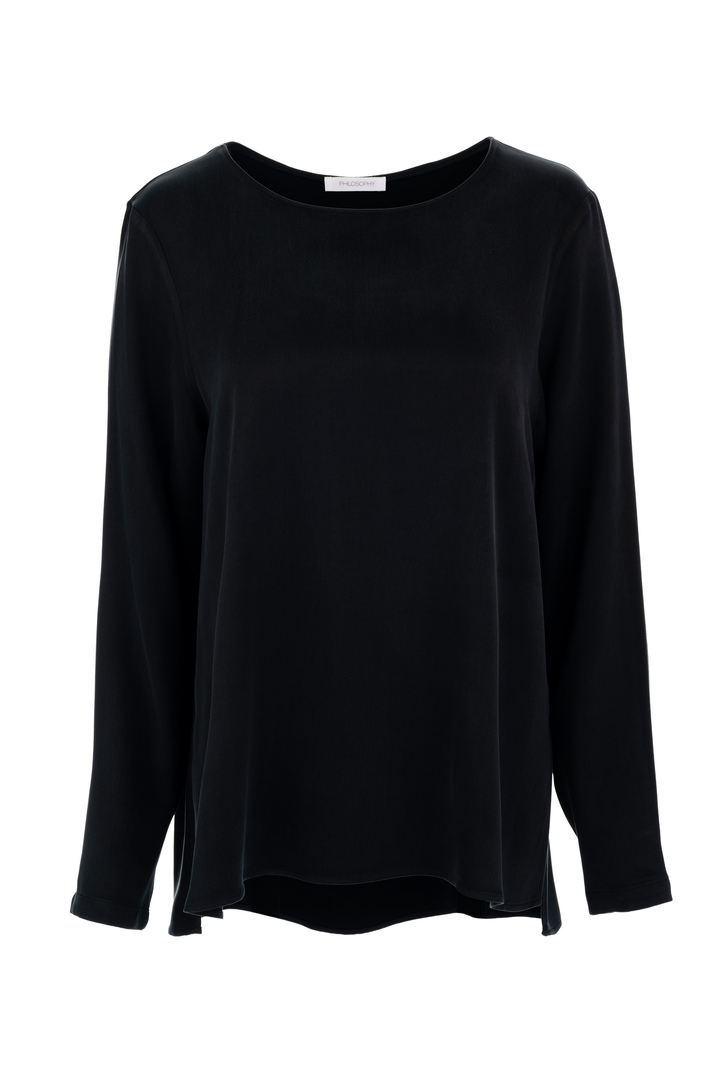 CUPRO VISCOSE LONG BLOUSE BLACK