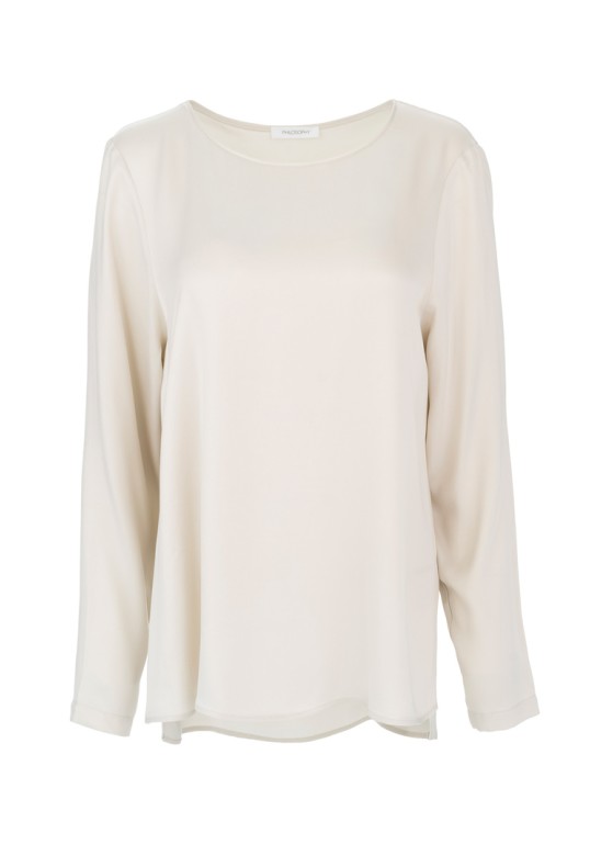 CUPRO VISCOSE LONG BLOUSE CREAM